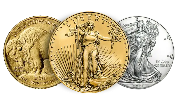 Gold Buffalo Liberty and Silver Eagle Bullion Coins