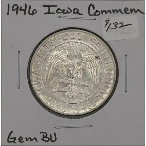 Classic Commemorative Silver--- Iowa Centennial 1946 -Silver- 0.5 Dollar