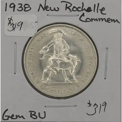 Classic Commemorative Silver--- New Rochelle, New York, 250th Anniversary 1938 -Silver- 0.5 Dollar