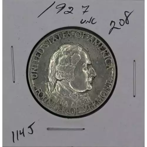 Classic Commemorative Silver--- Vermont Sesquicentennial 1927-Silver- 0.5 Dollar