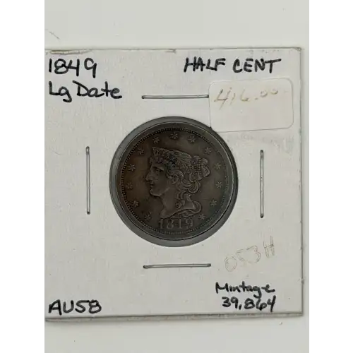 Half Cents -Braided Hair 1840-57 -Copper