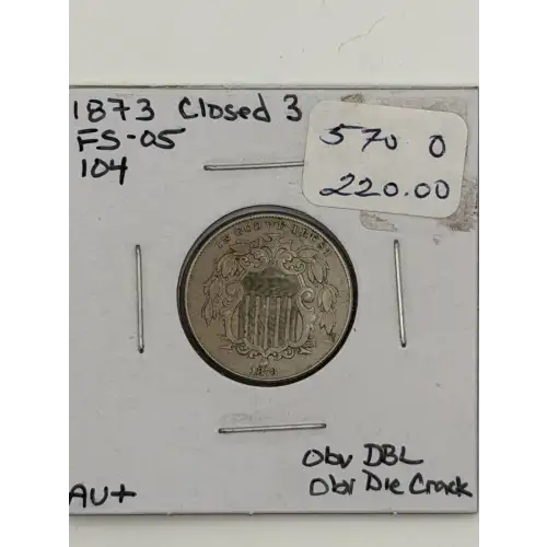 Nickel Five Cent Pieces-Shield 1866-1883