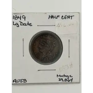 Half Cents -Braided Hair 1840-57 -Copper