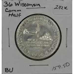 Classic Commemorative Silver--- Wisconsin Territorial Centennial 1936 -Silver- 0.5 Dollar