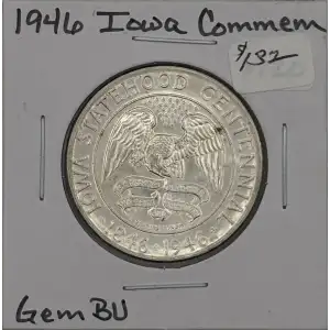 Classic Commemorative Silver--- Iowa Centennial 1946 -Silver- 0.5 Dollar