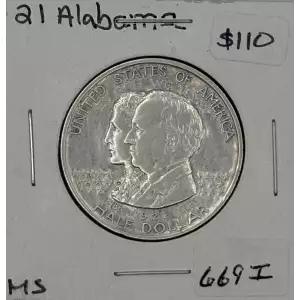 Classic Commemorative Silver--- Alabama Centennial 1921 -Silver- 0.5 Dollar